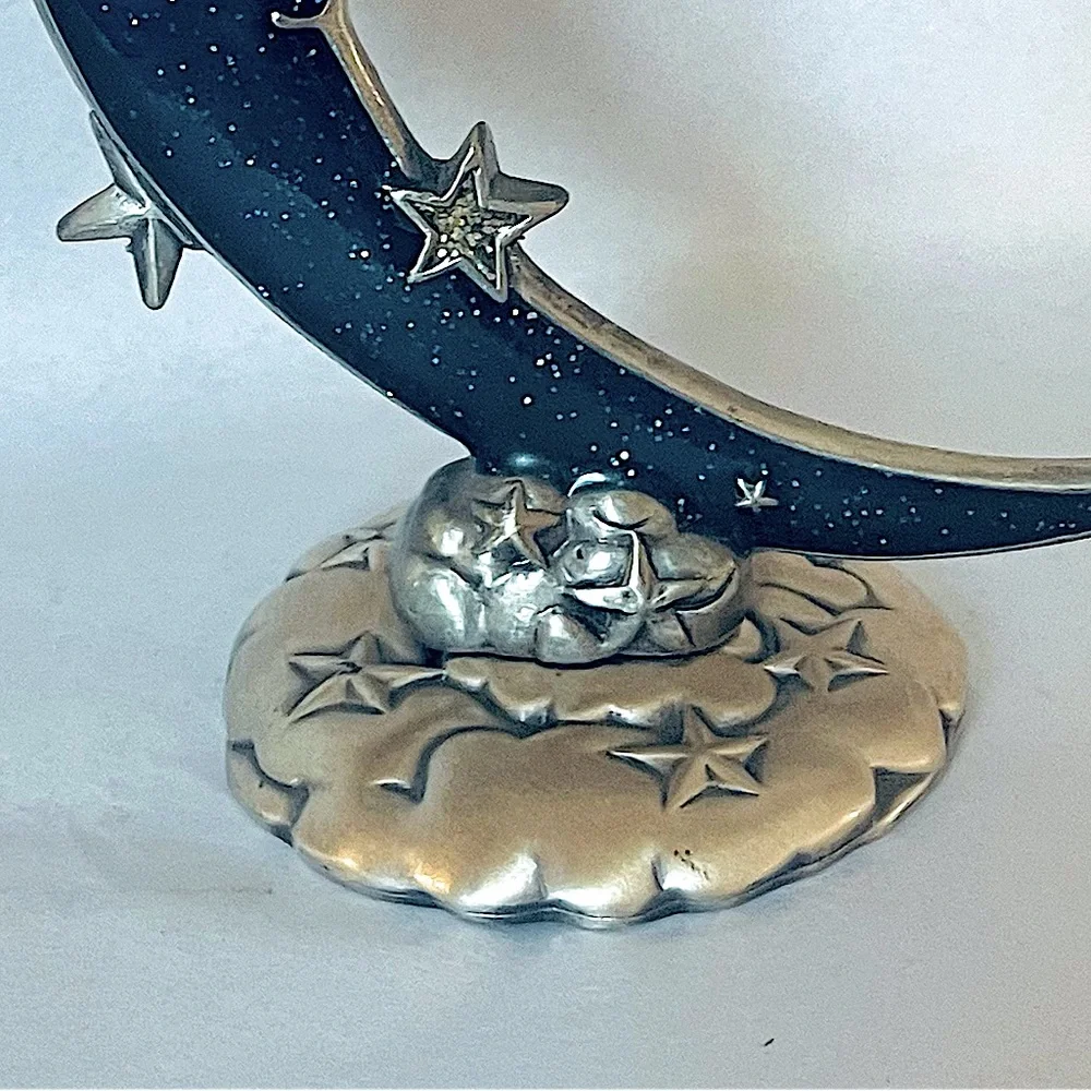 ENESCO W.F. Crescent Beautiful Blue an Silver Moon & Stars Hanger
